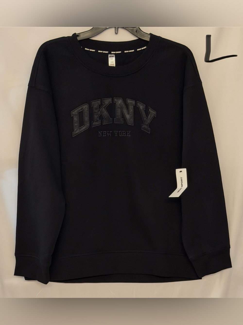 DKNY Black Embossed Logo Crewneck Sweatshirt